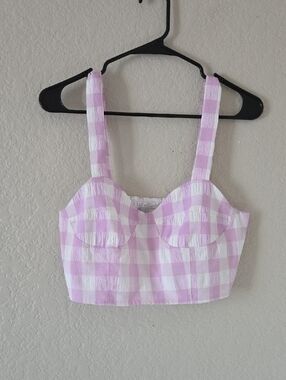 Pink Gingham Bustier Crop Top